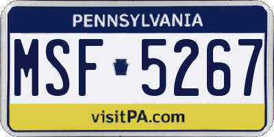 PA license plate MSF5267