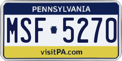 PA license plate MSF5270