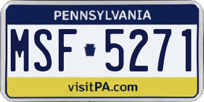 PA license plate MSF5271