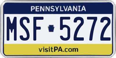 PA license plate MSF5272