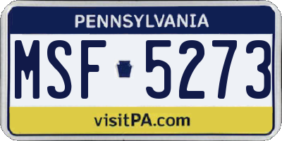 PA license plate MSF5273