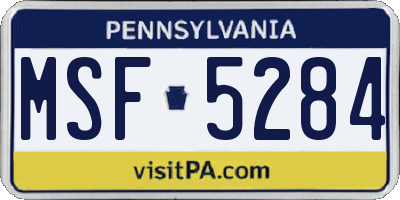 PA license plate MSF5284