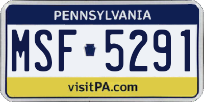 PA license plate MSF5291