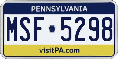 PA license plate MSF5298