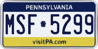 PA license plate MSF5299