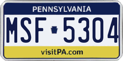PA license plate MSF5304