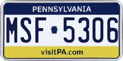 PA license plate MSF5306