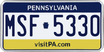 PA license plate MSF5330