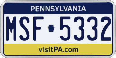 PA license plate MSF5332