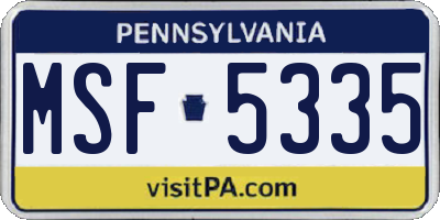 PA license plate MSF5335