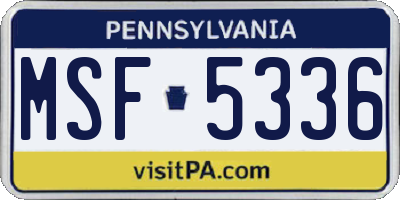PA license plate MSF5336