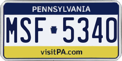 PA license plate MSF5340