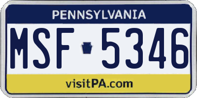 PA license plate MSF5346