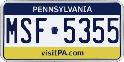 PA license plate MSF5355