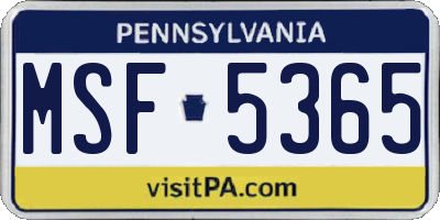 PA license plate MSF5365