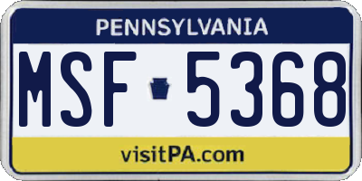 PA license plate MSF5368