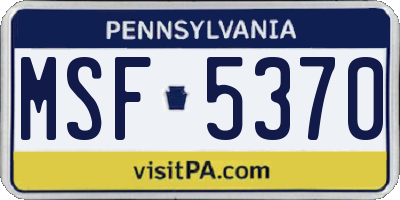 PA license plate MSF5370