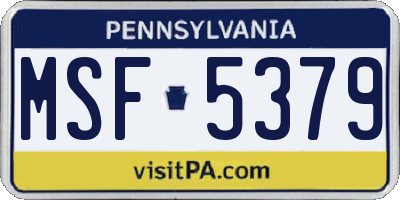 PA license plate MSF5379