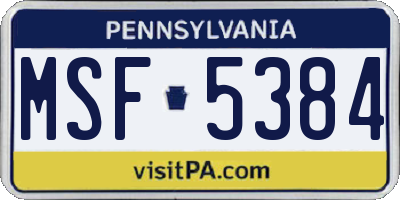 PA license plate MSF5384