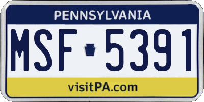 PA license plate MSF5391