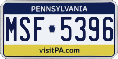 PA license plate MSF5396