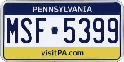 PA license plate MSF5399