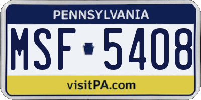 PA license plate MSF5408