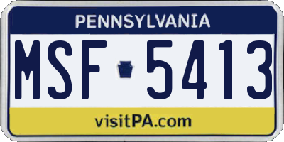 PA license plate MSF5413