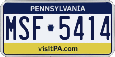 PA license plate MSF5414