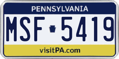 PA license plate MSF5419
