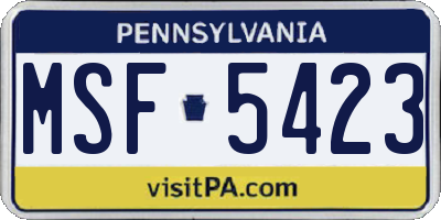 PA license plate MSF5423