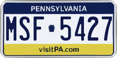 PA license plate MSF5427