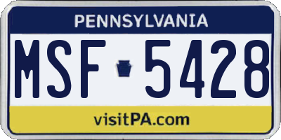PA license plate MSF5428