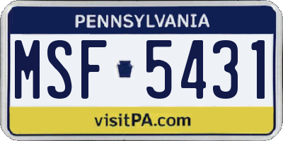 PA license plate MSF5431