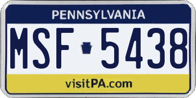 PA license plate MSF5438