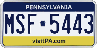 PA license plate MSF5443