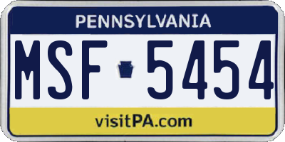 PA license plate MSF5454