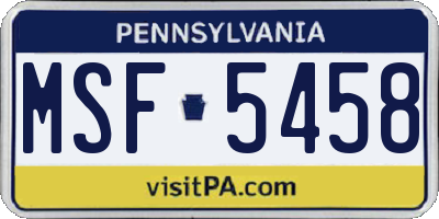 PA license plate MSF5458