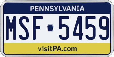 PA license plate MSF5459