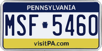 PA license plate MSF5460