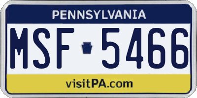 PA license plate MSF5466