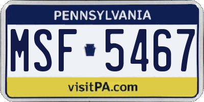 PA license plate MSF5467