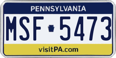 PA license plate MSF5473