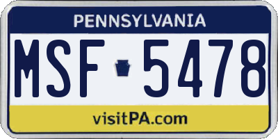 PA license plate MSF5478