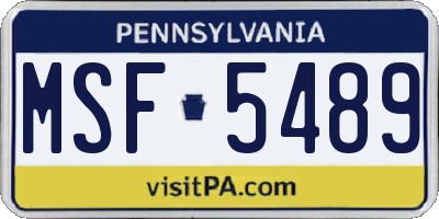 PA license plate MSF5489