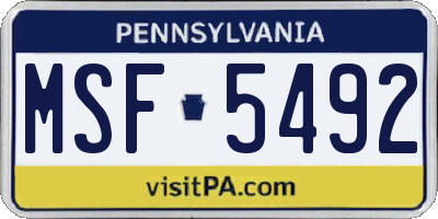 PA license plate MSF5492
