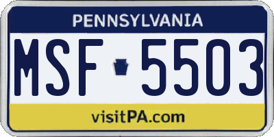 PA license plate MSF5503