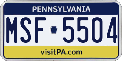 PA license plate MSF5504
