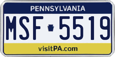PA license plate MSF5519