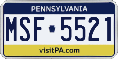 PA license plate MSF5521